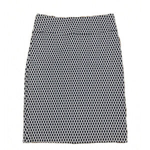 Margaret M Christiana Stretch Pencil Skirt Navy and White Print Small